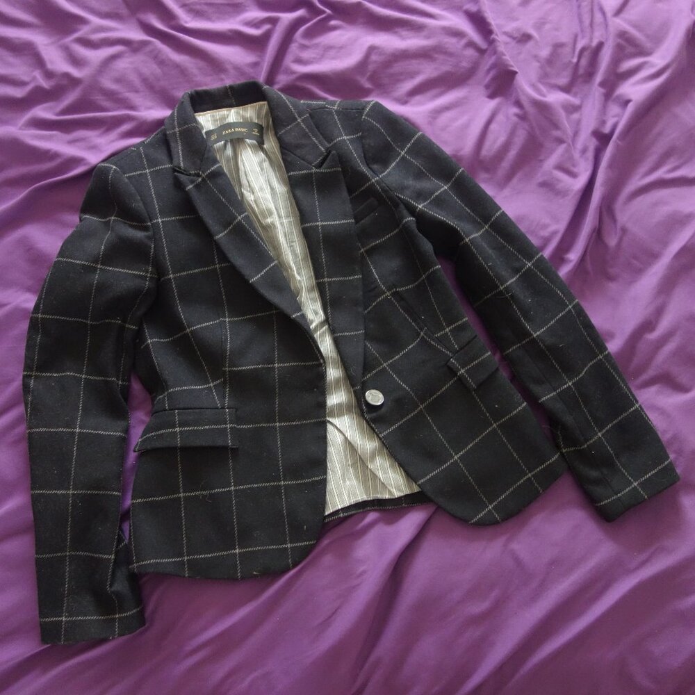 Zara Basic Glen 534 Made in Morocco 170/88A Size M Blazer